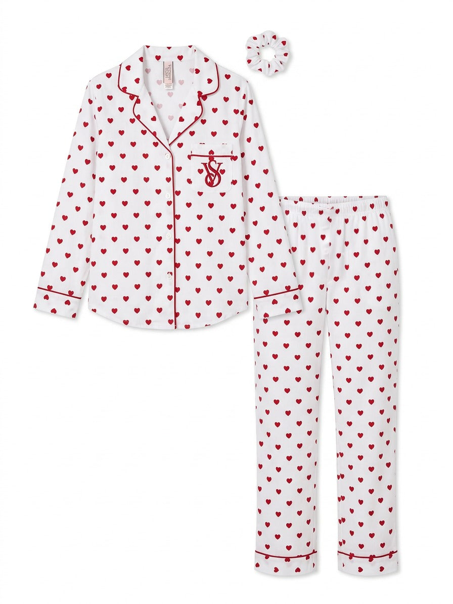 Pyjama Satin Cœur Rouge