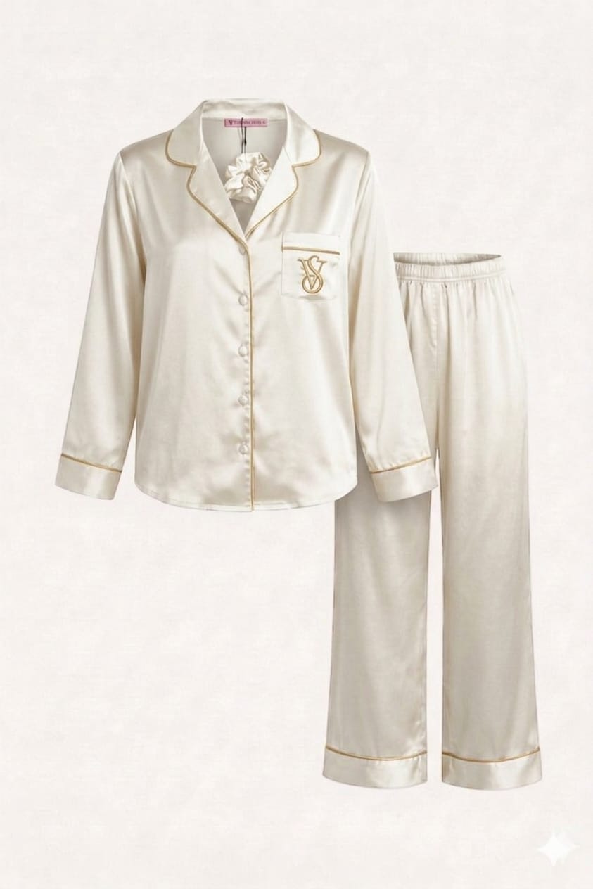 Pyjama Satin Blanc Cassé