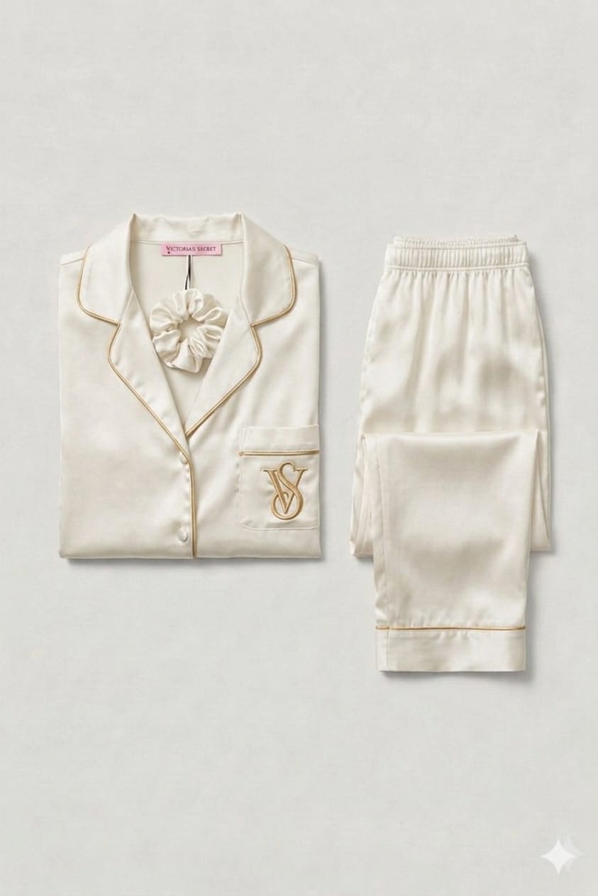Pyjama Satin Blanc Cassé