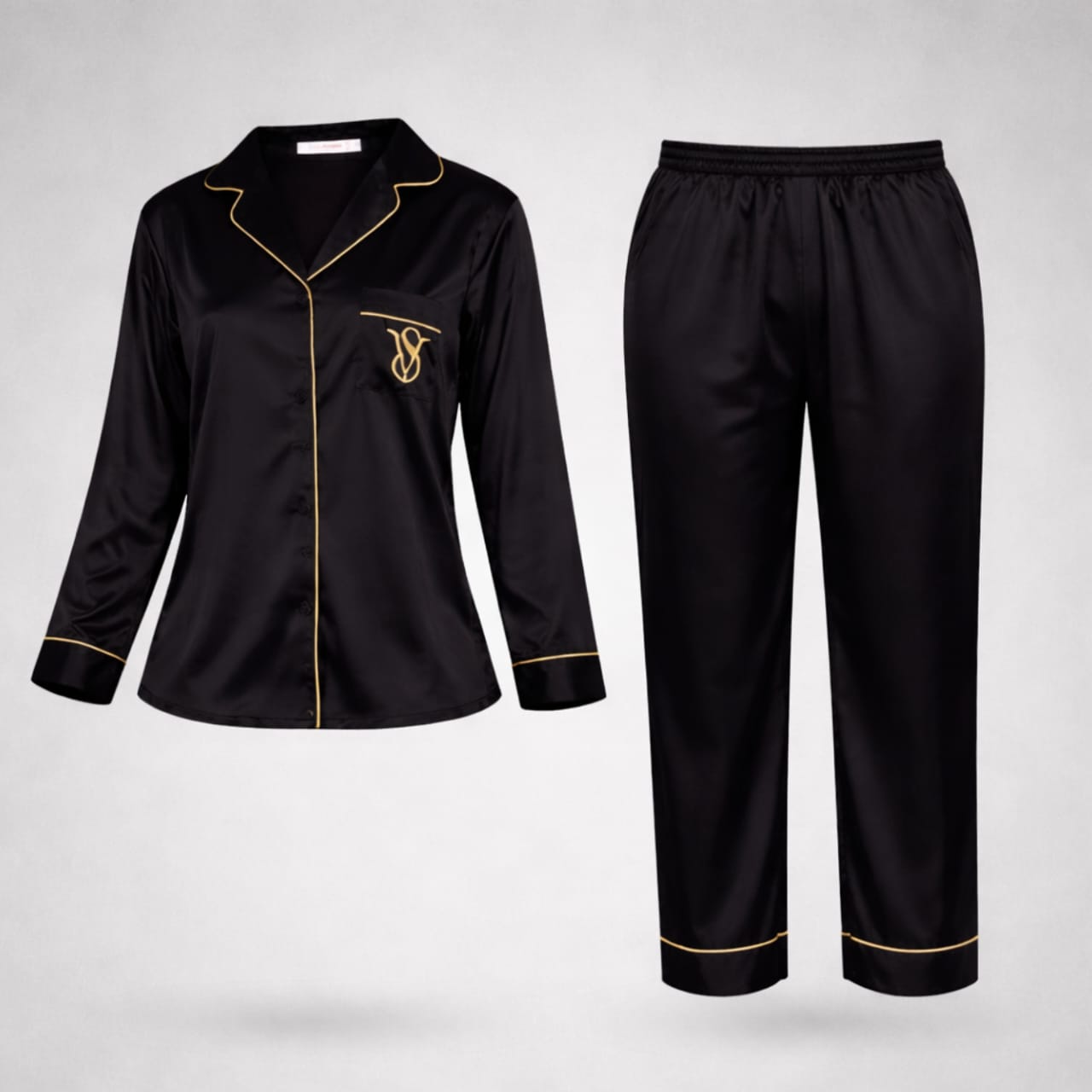 Pyjama Satin Noir et Gold