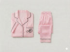 Pyjama Satin Maison Douce Demi Manche Rose Rayé