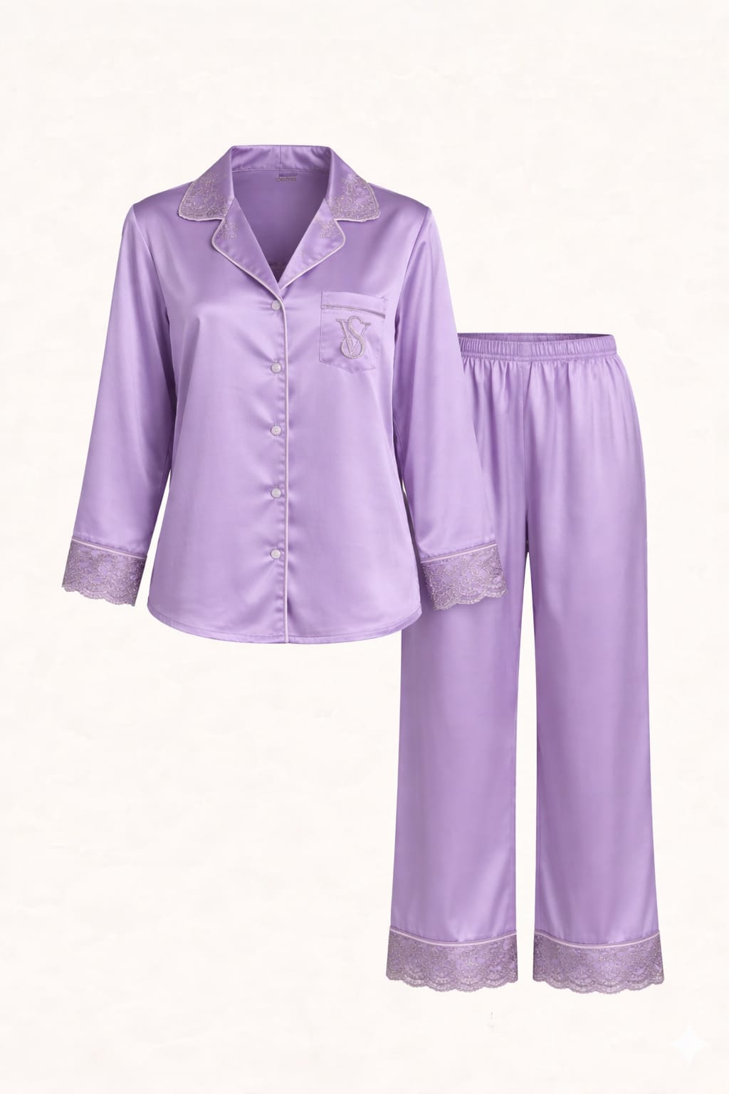 Pyjama Satin Mauve avec LOGO Silver