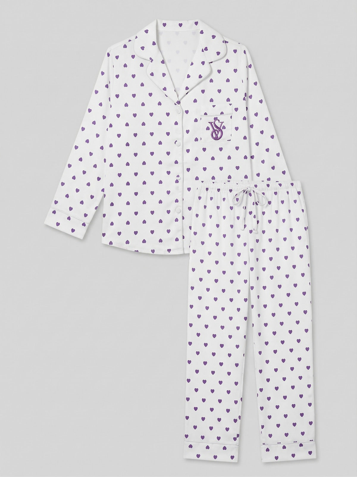 Pyjama Satin Cœur Mauve