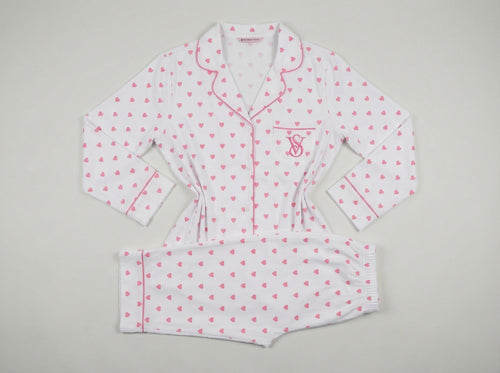 Pyjama Satin cœur Rose