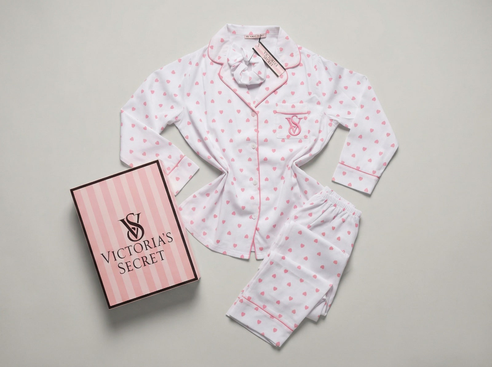 Pyjama Satin cœur Rose