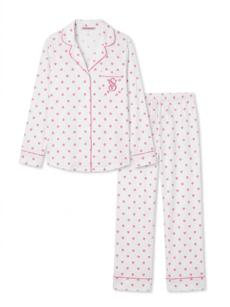 Pyjama Satin cœur Rose